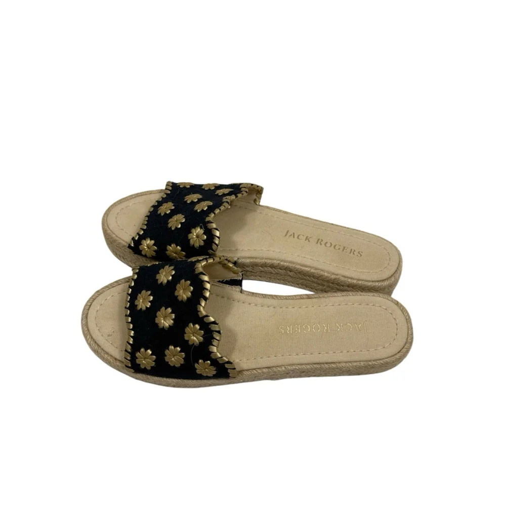Jack Rogers Palmer Slide Espadrille Slide Midnight/Gold Size 9.5 - Picture 3 of 9